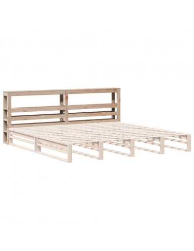 Testiera con Ripiani 180 cm in Legno Massello di Pino