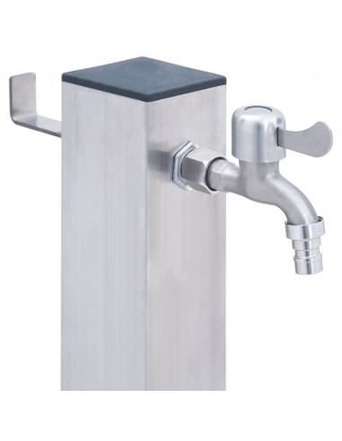 Colonna d'Acqua da Giardino 100 cm Acciaio Inox Quadrato