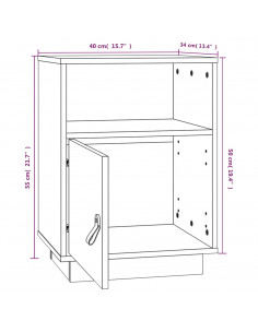 Comodini 2 pz 40x34x55 cm in Legno Massello di Pino