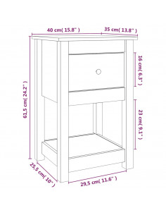 Comodini 2 pz 40x35x61,5 cm in Legno Massello di Pino