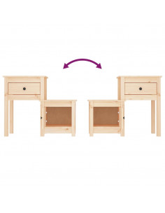 Comodini 2 pz 79,5x38x65,5 cm in Legno Massello di Pino