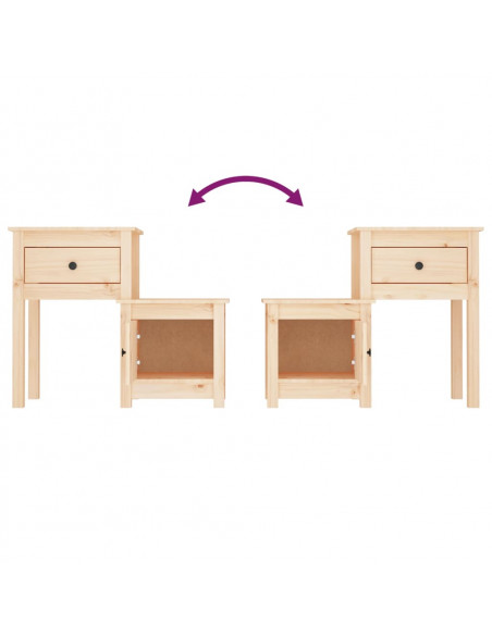 Comodini 2 pz 79,5x38x65,5 cm in Legno Massello di Pino