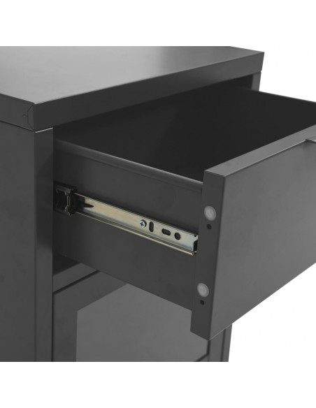 Comodini 2 pz Antracite 40x30x54,5 cm in Acciaio e Vetro