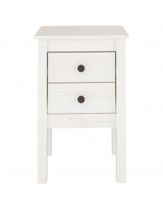 Comodini 2 pz Bianca 40x35x61,5 cm in Legno Massello di Pino