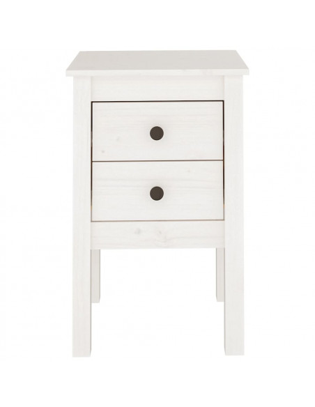Comodini 2 pz Bianca 40x35x61,5 cm in Legno Massello di Pino