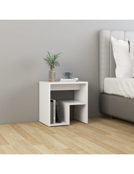 Comodini 2 pz Bianchi 40x30x40 cm in Legno Multistrato