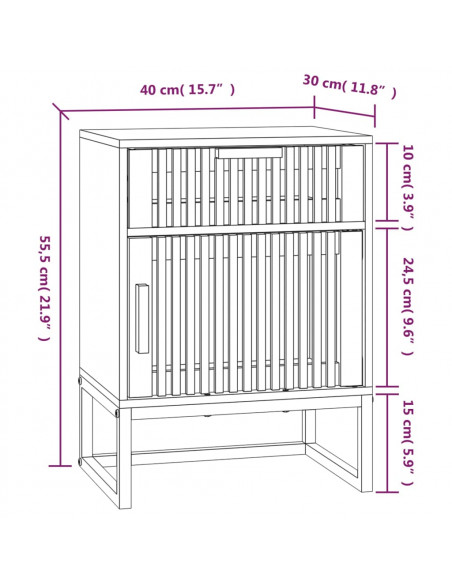 Comodini 2 pz Bianchi 40x30x55,5 cm Legno Multistrato e Ferro