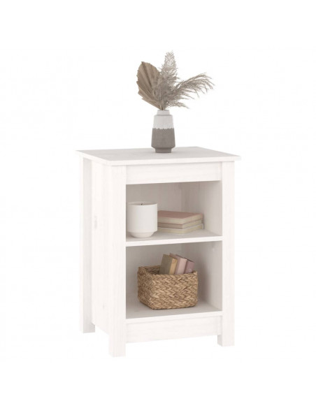 Comodini 2 pz Bianchi 40x35x55 cm in Legno Massello di Pino