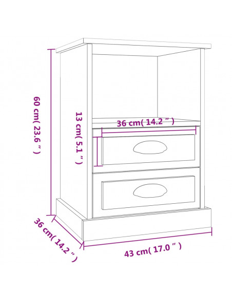 Comodini 2 pz Bianchi 43x36x60 cm