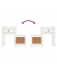 Comodini 2 pz Bianchi 79,5x38x65,5 cm in Legno Massello di Pino