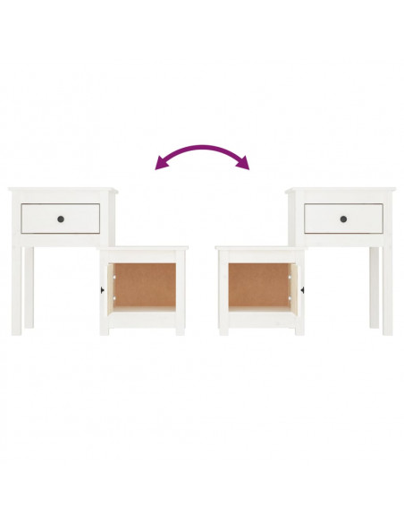 Comodini 2 pz Bianchi 79,5x38x65,5 cm in Legno Massello di Pino