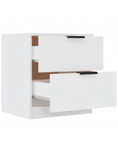 Comodini 2 pz Bianchi in Legno Multistrato