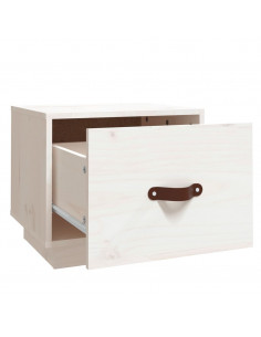Comodini 2 pz Bianco 40x34x35 cm in Legno Massello di Pino