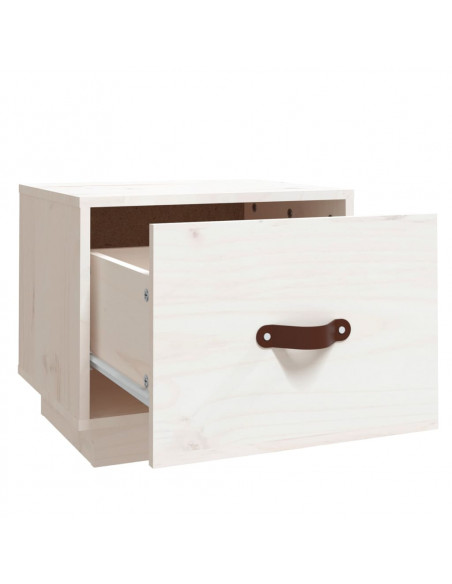 Comodini 2 pz Bianco 40x34x35 cm in Legno Massello di Pino