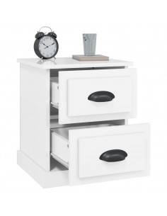 Comodini 2 pz Bianco Lucido 39x39x47,5 cm in Legno Multistrato