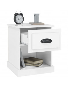 Comodini 2 pz Bianco Lucido 39x39x47,5 cm in Legno Multistrato