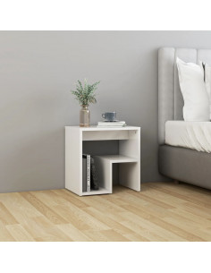 Comodini 2 pz Bianco Lucido 40x30x40 cm in Legno Multistrato