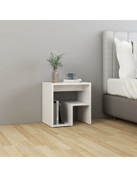 Comodini 2 pz Bianco Lucido 40x30x40 cm in Legno Multistrato