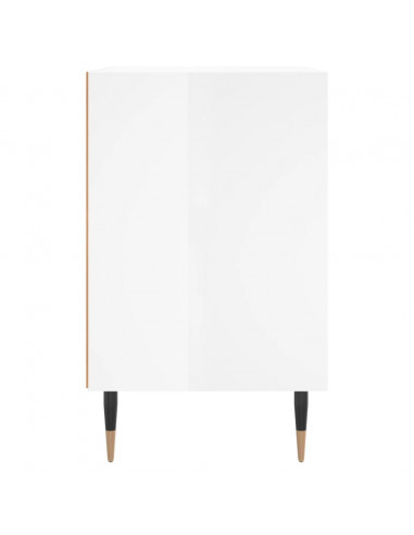 Comodini 2 pz Bianco Lucido 40x30x50 cm in Legno Multistrato