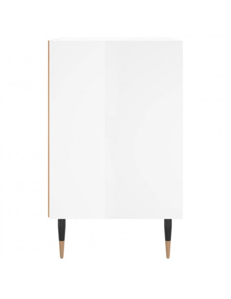 Comodini 2 pz Bianco Lucido 40x30x50 cm in Legno Multistrato