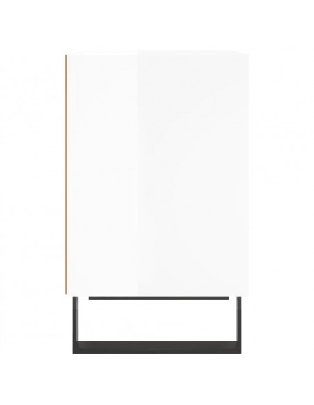 Comodini 2 pz Bianco Lucido 40x30x50 cm in Legno Multistrato