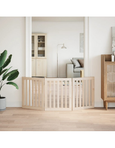 Cancello per Cani Pieghevole 3 Pannelli 150 cm Legno di Pioppo