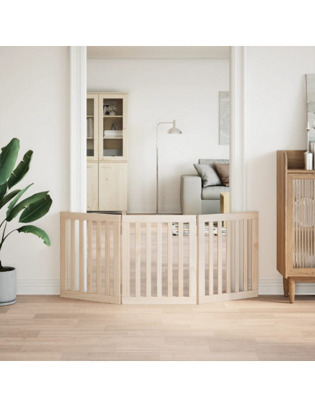 Cancello per Cani Pieghevole 3 Pannelli 150 cm Legno di Pioppo