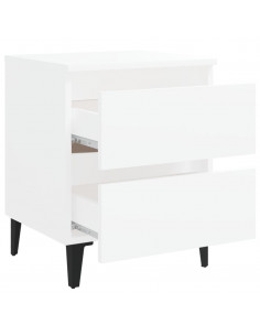 Comodini 2 pz Bianco Lucido 40x35x50 cm in Legno Multistrato