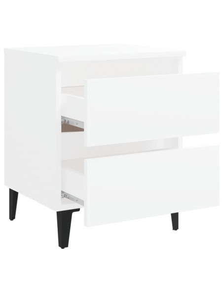 Comodini 2 pz Bianco Lucido 40x35x50 cm in Legno Multistrato