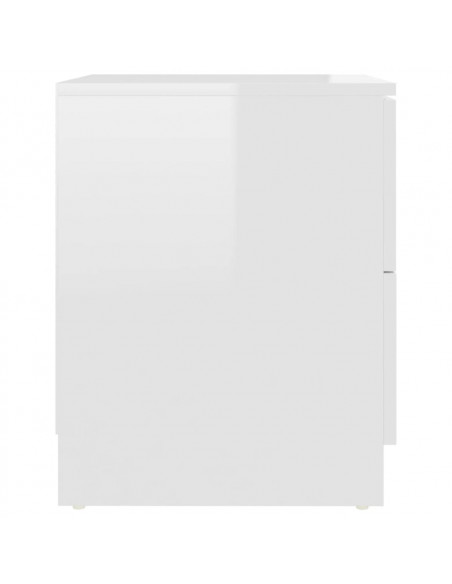 Comodini 2 pz Bianco Lucido 40x40x50 cm in Legno Multistrato