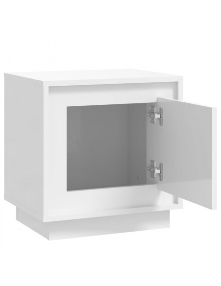 Comodini 2 pz Bianco Lucido 44x35x45 cm in Legno Multistrato