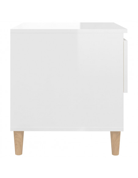Comodini 2 pz Bianco Lucido 50x46x50 cm in Legno Multistrato