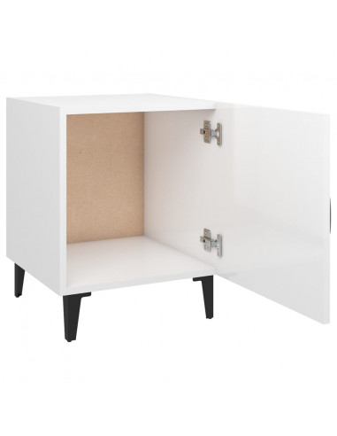Comodini 2 pz Bianco Lucido in Legno Multistrato