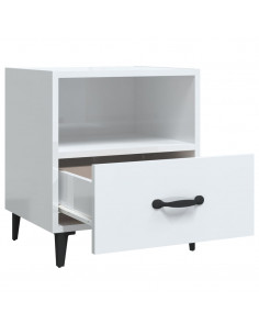 Comodini 2 pz Bianco Lucido in Legno Multistrato