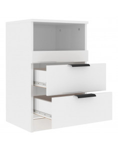 Comodini 2 pz Bianco Lucido in Legno Multistrato