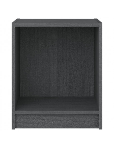 Comodini 2 pz Grigi 35,5x33,5x41,5 cm in Legno Massello di Pino