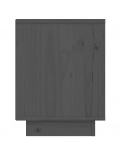 Comodini 2 pz Grigi 40x30x40 cm in Legno Massello di Pino