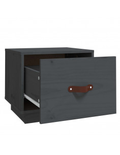 Comodini 2 pz Grigi 40x34x35 cm in Legno Massello di Pino