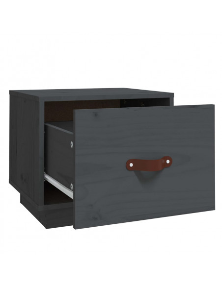 Comodini 2 pz Grigi 40x34x35 cm in Legno Massello di Pino