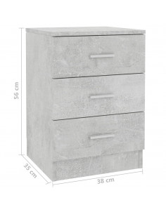Comodini 2 pz Grigio Cemento 38x35x56 cm in Legno Multistrato