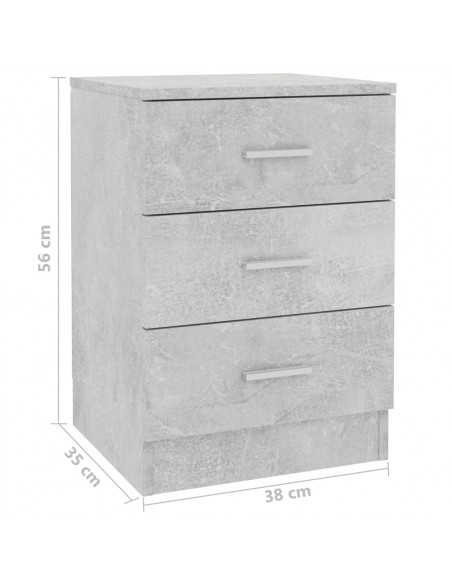 Comodini 2 pz Grigio Cemento 38x35x56 cm in Legno Multistrato