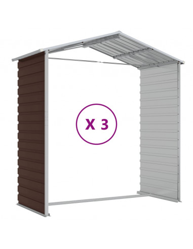 Capanno da Giardino Marrone 191x300x198 cm in Acciaio Zincato