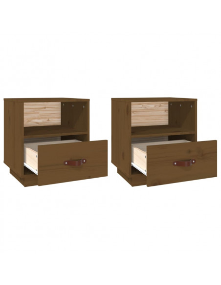 Comodini 2 pz Miele 40x34x45 cm in Legno Massello di Pino