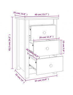 Comodini 2 pz Miele 40x35x61,5 cm in Legno Massello di Pino