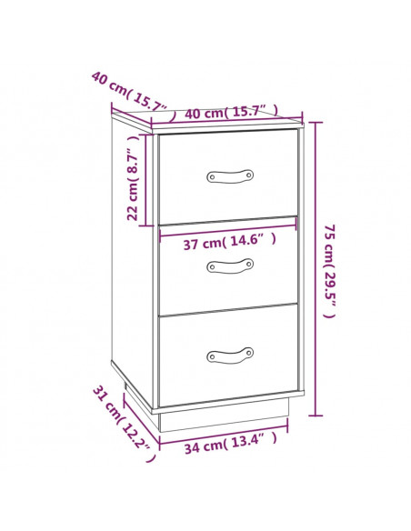 Comodini 2 pz Miele 40x40x75 cm in Legno Massello di Pino