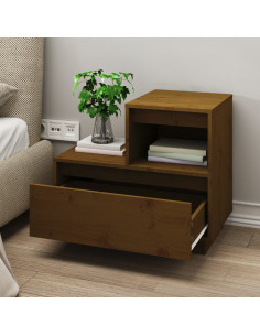 Comodini 2 pz Miele 60x34x51 cm in Legno Massello di Pino