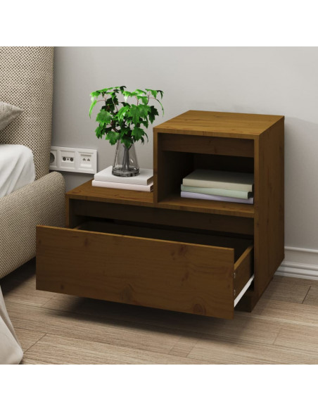 Comodini 2 pz Miele 60x34x51 cm in Legno Massello di Pino