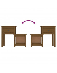 Comodini 2 pz Miele 79,5x38x65,5 cm in Legno Massello di Pino