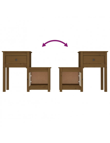 Comodini 2 pz Miele 79,5x38x65,5 cm in Legno Massello di Pino