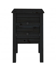 Comodini 2 pz Nera 40x35x61,5 cm in Legno Massello di Pino